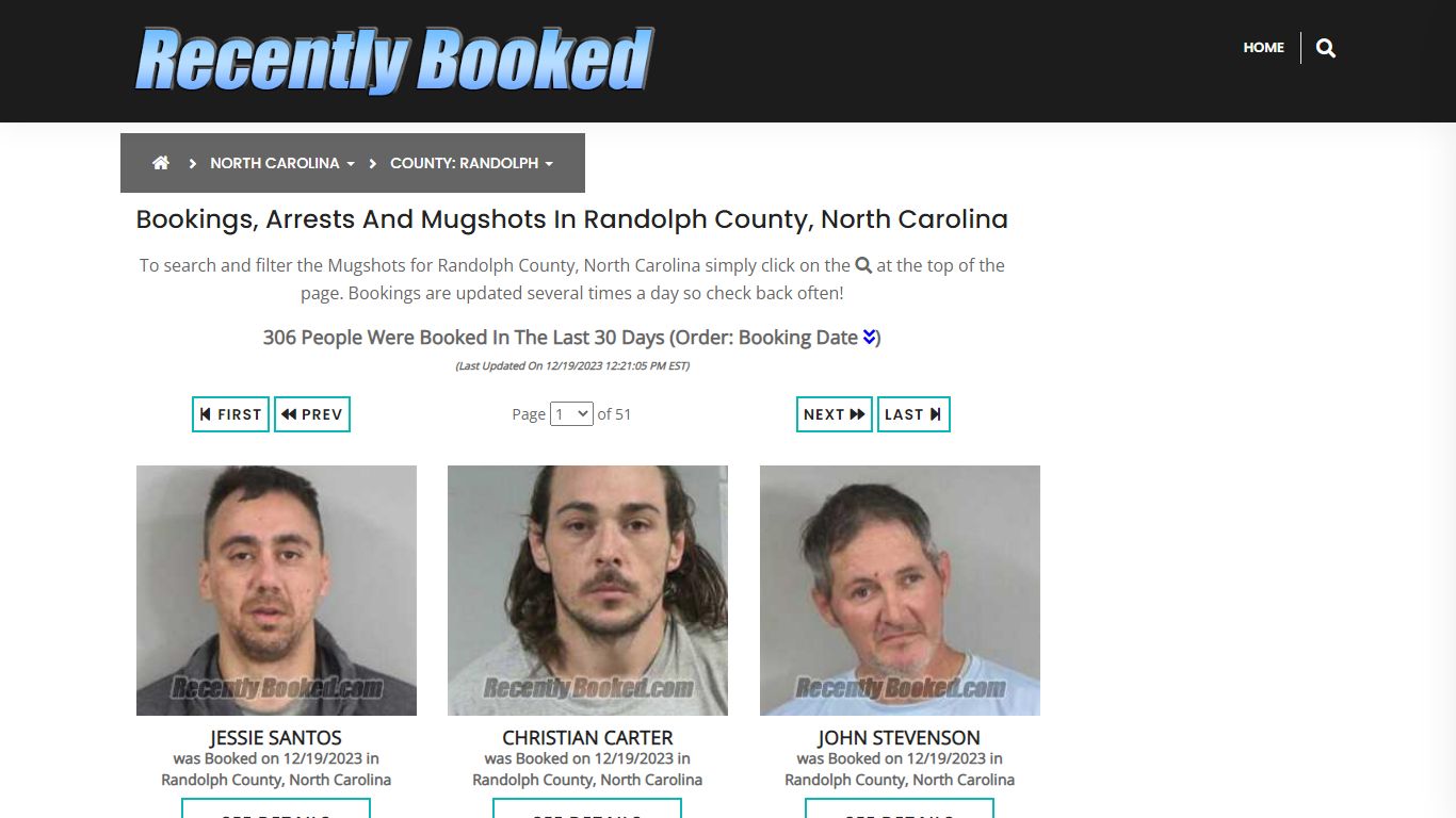 Bookings, Arrests and Mugshots in Randolph County, North Carolina