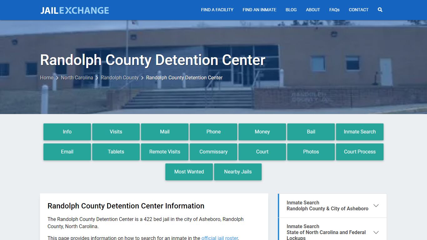 Randolph County Detention Center, NC Inmate Search, Information